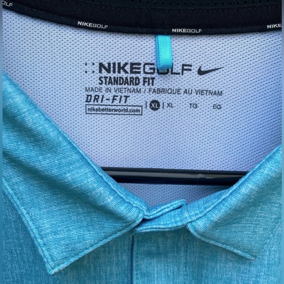 Nike Dri-Fit XL blue green and black strip golf shirt. - Picture 3 of 3